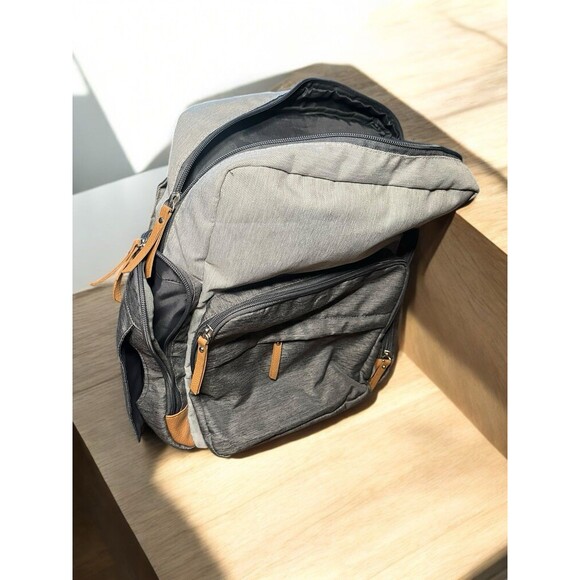iPack Baby Diaper Backpack – Gray Two-Tone with Tan Accents - Picture 6 of 7